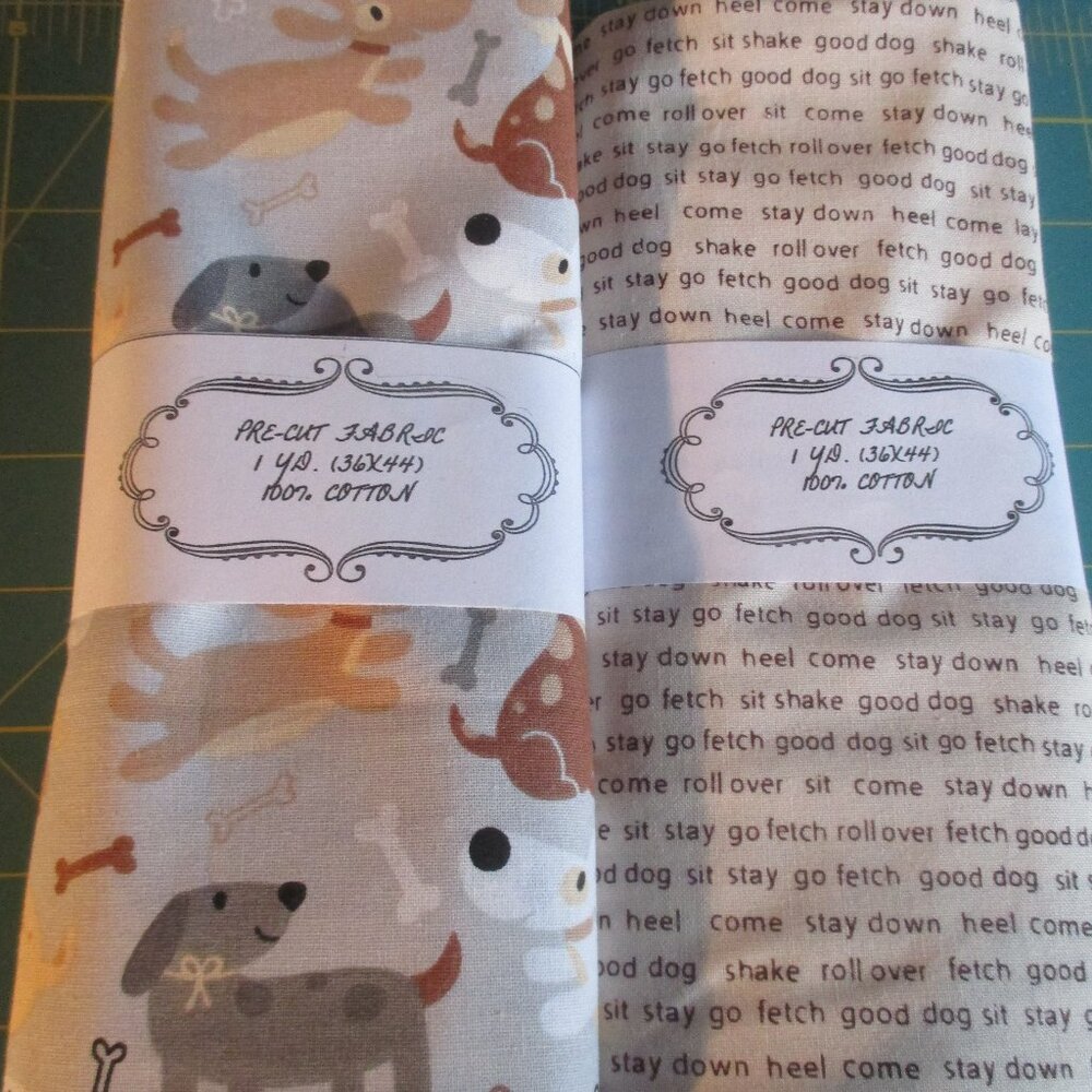 PRE-CUT FABRIC-2 YDS.-DOGS & BONES/GOOD DOG/NEW